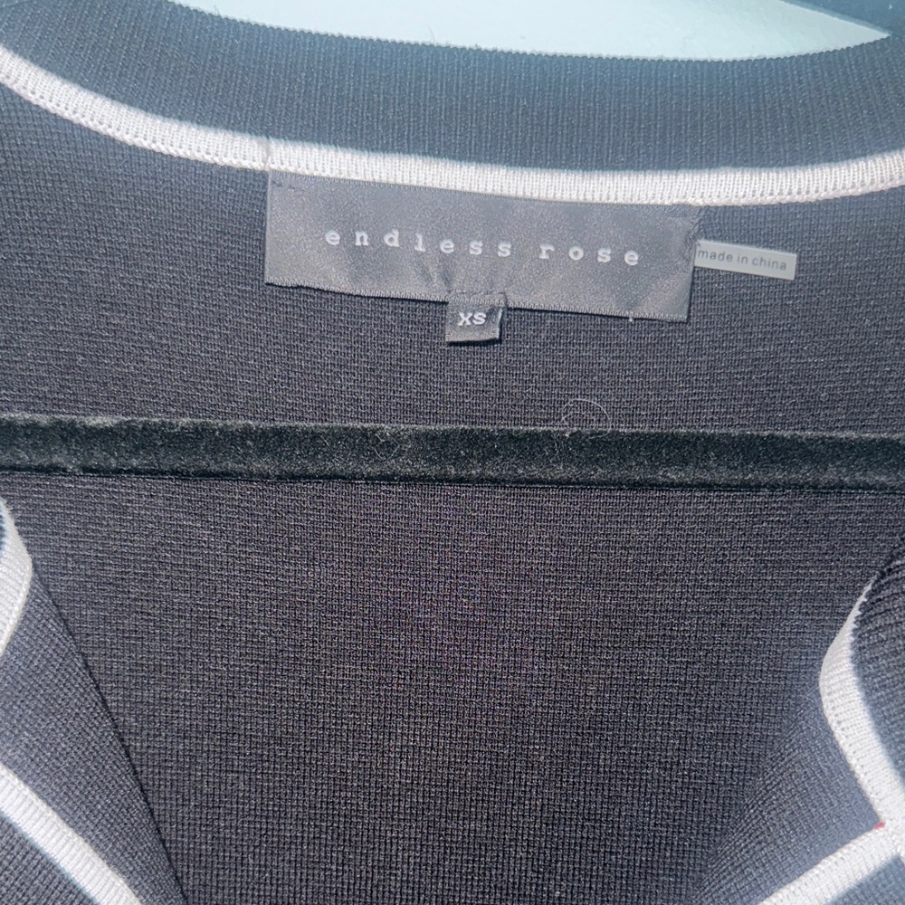 Black Sweater Dress with White Trim - Picture 3 of 4